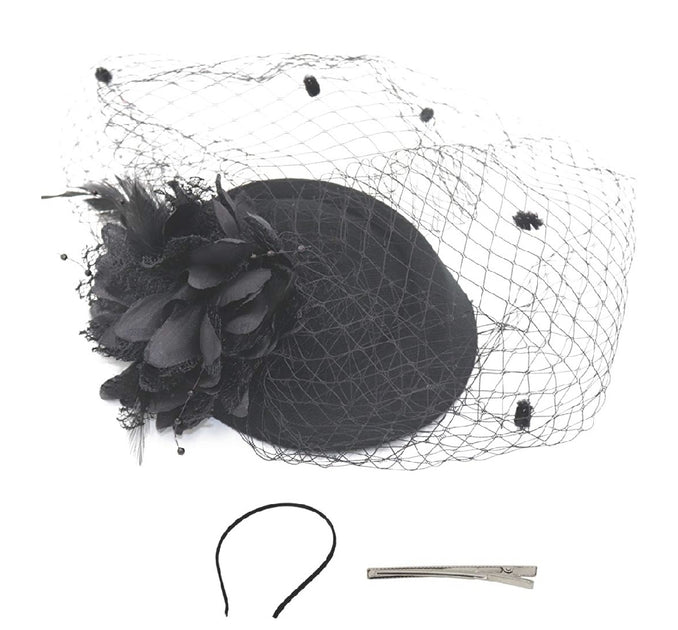 Flower/Feather/Mesh Veil Headband/Fascinator (New) – DivAbby