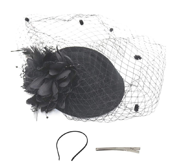 Flower/Feather/Mesh Veil Headband/Fascinator (New)