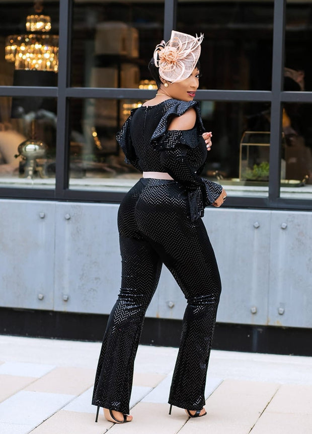 Selah- Velvet/Sequin Jumpsuit (Final Sale! No Returns! No Exchange!)