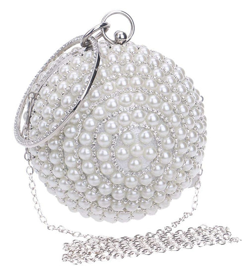 Pearla Crystal- Round Shape Rhinestone Evening Wristlet Clutch