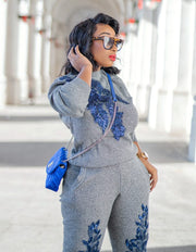 Lettie- 2 pcs Embellished Sweater Tracksuit Set (NEW)