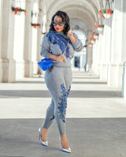 Lettie- 2 pcs Embellished Sweater Tracksuit Set (NEW)