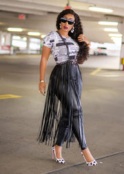 Forever Slay- Studded Fringe Suspender Belt
