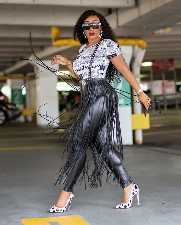 Forever Slay- Studded Fringe Suspender Belt
