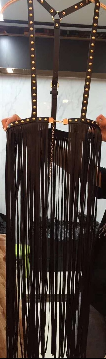 Forever Slay- Studded Fringe Suspender Belt