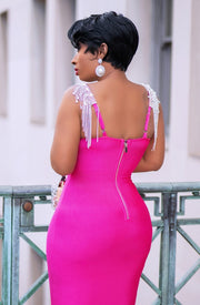 Blinged Tulip- 3D Gemstone Strap Bandage Dress (NEW)