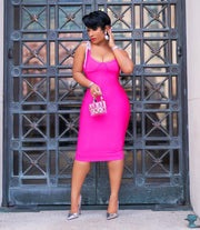 Blinged Tulip- 3D Gemstone Strap Bandage Dress (NEW)