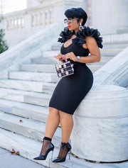 Zipporah- Exaggerated Ruffle Straps Bandage Dress (NEW)