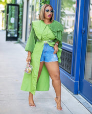 Roxy- Overlay Collar Asymmetrical Blouse (NEW)