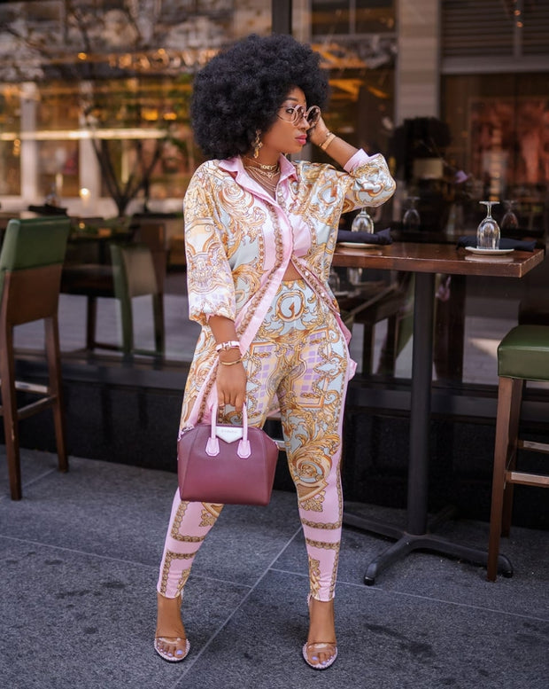 Yolanda- 2pcs Tunic Blouse and Leggings Set (New)