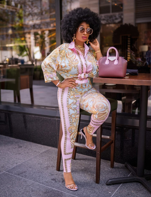 Yolanda- 2pcs Tunic Blouse and Leggings Set (New)