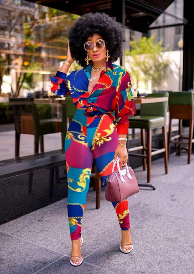 Yolanda- 2pcs Tunic Blouse and Leggings Set (New)