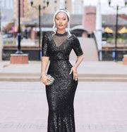 Kaylee Luxe- Beaded/Sequin Floor Length Dress (New)