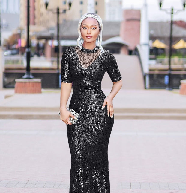 Kaylee Luxe- Beaded/Sequin Floor Length Dress (New)