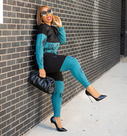 Ebony Blue- 3D Patch Embroidery Sweater Tracksuit Set (NEW)