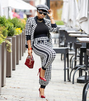 Tiffany- Houndstooth Plaid Sweatersuit SET (NEW)