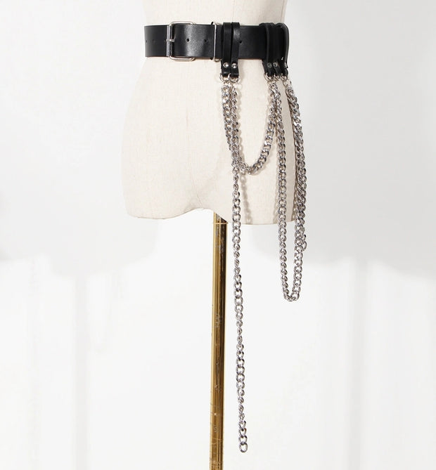 Chain Link Cascade- Faux Leather Belt (NEW)