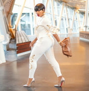 Goldie- 2 pcs Embellished Sweater Tracksuit Set (NEW)