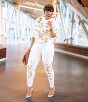 Goldie- 2 pcs Embellished Sweater Tracksuit Set (NEW)