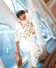 Goldie- 2 pcs Embellished Sweater Tracksuit Set (NEW)