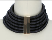 Six-layered coil-style choker necklace