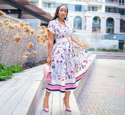Blissful Bloom- 2pcs Blouse and Long Pleated Skirt SET (NEW)