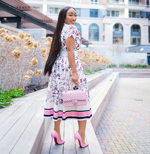 Blissful Bloom- 2pcs Blouse and Long Pleated Skirt SET (NEW)