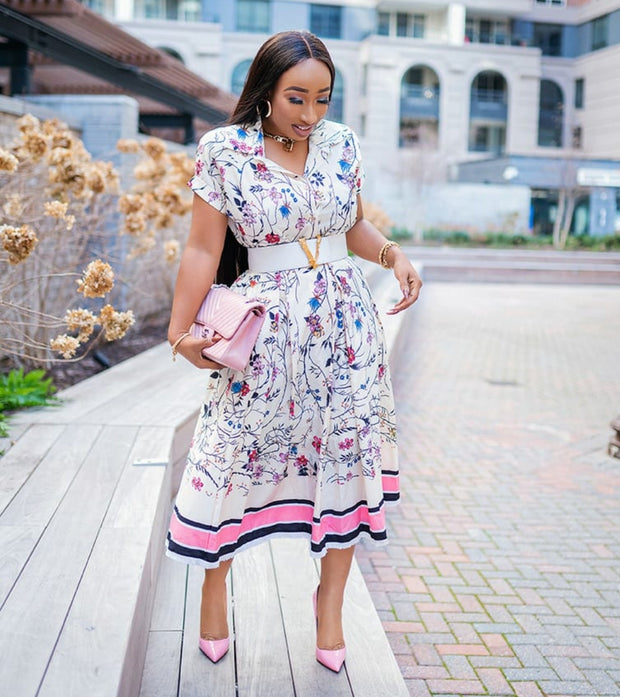 Blissful Bloom- 2pcs Blouse and Long Pleated Skirt SET (NEW)