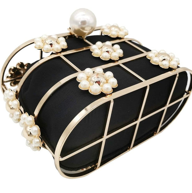 Pearla Cage- Satin Fabric Lined Wristlet Clutch/Bag