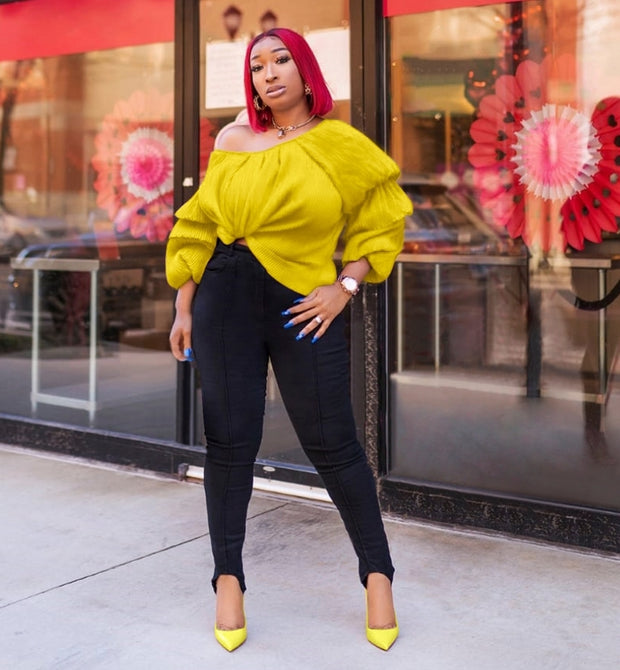 Haute Beauty- Bubble Sleeve blouse (New)