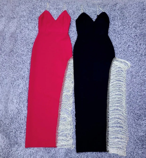 Miriam- Crystal Tassels Bandage Dress (NEW)