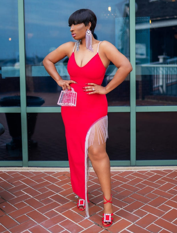 Miriam- Crystal Tassels Bandage Dress (NEW)