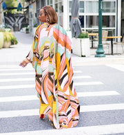 Rich Queen Vibes- 2pc Kaftan Top/Pant SET (Orange)