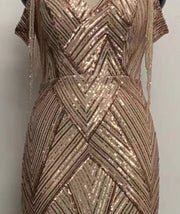 Alicen Luxe- Beaded/Sequin Floor Length Dress (New)