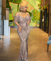 Alicen Luxe- Beaded/Sequin Floor Length Dress (New)