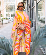 Rich Queen Vibes- 2pc Kaftan Top/Pant SET (Orange)