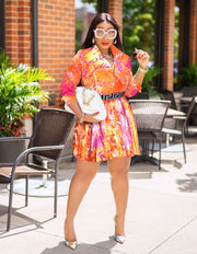 Arden Diva- 2pcs Long Sleeve Blouse and SKATER Pleated Skirt SET (NEW)