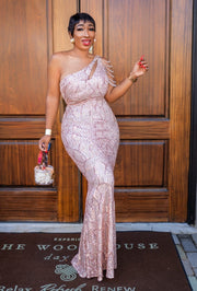 Calista Luxe- Beaded/Sequin Floor Length Dress (3 colors)