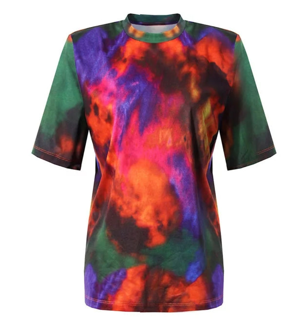 Wealth of Colors- Tshirt and ASYMMERICAL RUCHED Skirt Set (New)