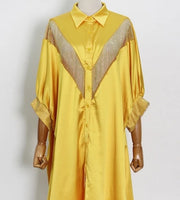 Giovanna- Blinged Lantern Sleeve Shirt Dress (New)