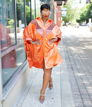 Giovanna- Blinged Lantern Sleeve Shirt Dress (New)