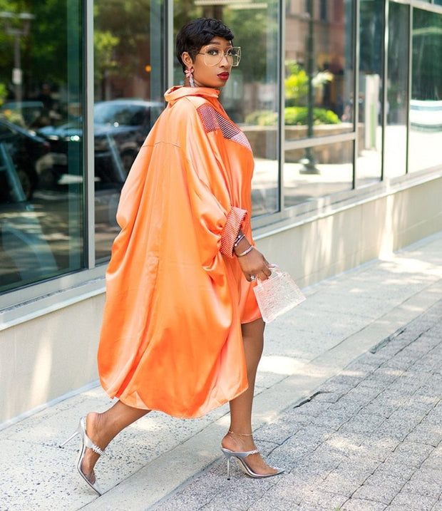 Giovanna- Blinged Lantern Sleeve Shirt Dress (New)