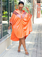 Giovanna- Blinged Lantern Sleeve Shirt Dress (New)