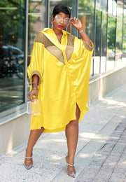 Giovanna- Blinged Lantern Sleeve Shirt Dress (New)