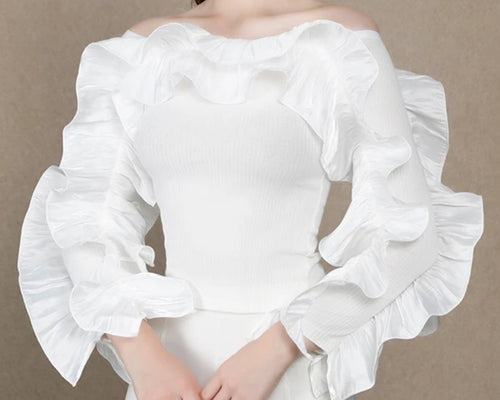 Nina- Cascading Ruffles Sleeve blouse (New)