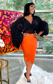 Kayleigh- Exaggerated Ruched Sleeve blouse (New)