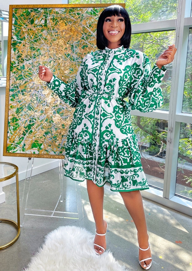 Miranda- Floral Swing Dress/With Belt (New)