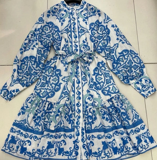 Miranda- Floral Swing Dress/With Belt (New)
