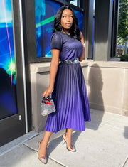 City Lady- Ombre T-shirt and LONG Pleated Skirt SET (NEW)