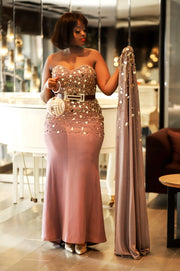 Lady Nefertiti Luxe- Cape/Dress/Belt with 3D Mirror/Beads/Gems